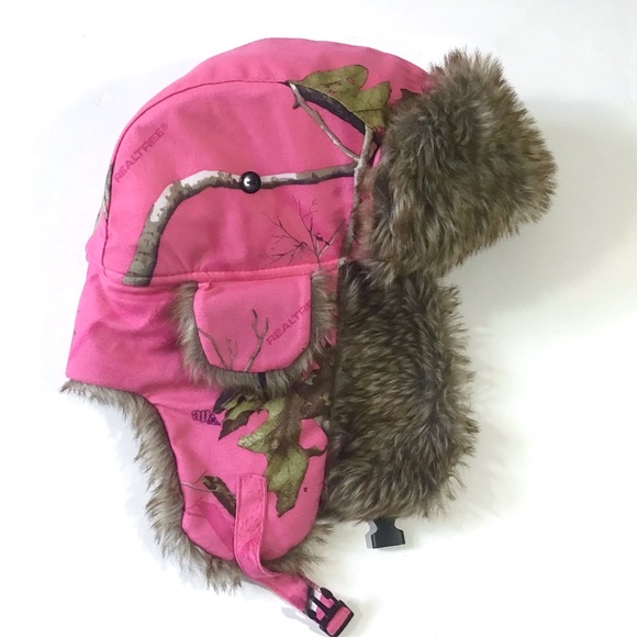 Realtree Accessories - Realtree Thinsulate Hot Shot Pink Camo Hat Faux Fur Lined Warm Adult L Large